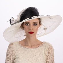 Load image into Gallery viewer, Calla Lily Adorned 2 Tone Wide Soft Sinamay Hats