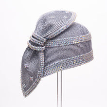 Load image into Gallery viewer, Fine Sewn Satin Cloche with Rhinestone and Big Satin Bow