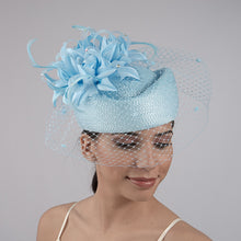 Load image into Gallery viewer, Flower Veil Poly Straw Pillbox Hats