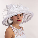 Large Loop Feather Trim Wide Brim Sheer Lamp Shade Hats